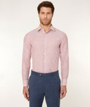 Chemise Coton et Lin Rayé Rouge