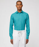 Made-to-Measure men’s green linen shirt