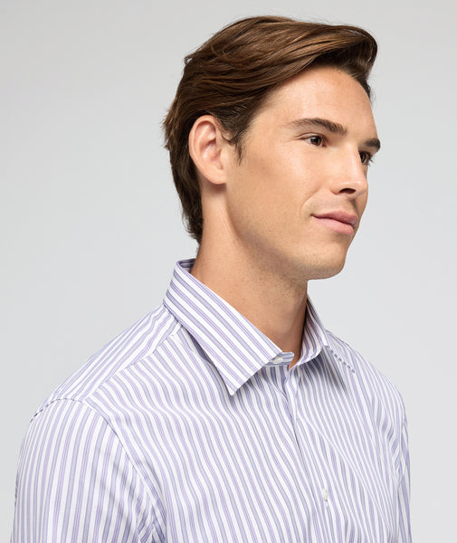 Light blue and purple striped cotton shirt