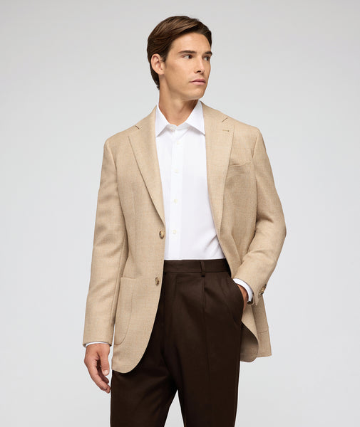 Camel colour herringbone wool jacket