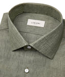 Camicia Verde Oliva Lino Made In Italy