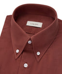 Made-to-Measure men’s brick-coloured shirt in cotton velvet