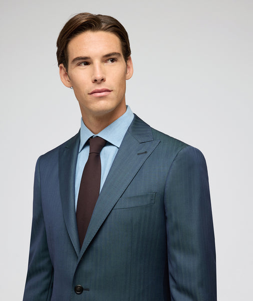 Abito Solaro in lana spigata  verde blu