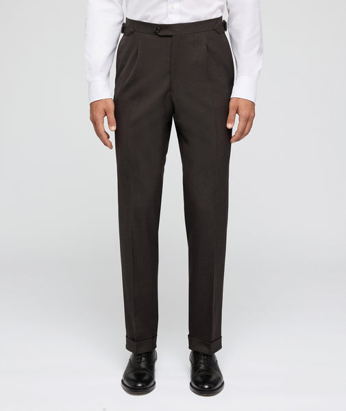 Pantalones hechos a medida en franela de lana marrón
