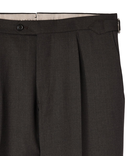 Pantalones hechos a medida en franela de lana marrón
