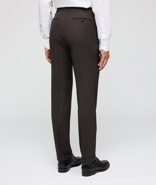 Pantalones hechos a medida en franela de lana marrón