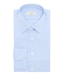 Chemise Coton Bleu Ciel à Micro Carreaux