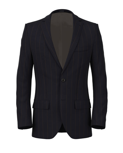 Navy and brown pinstriped wool jacket